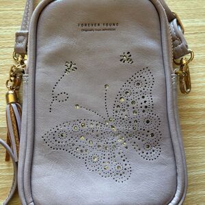 KITEVIUN Embossed Butterfly Crossbody Purse Cell Phone Holder Lavender Pink